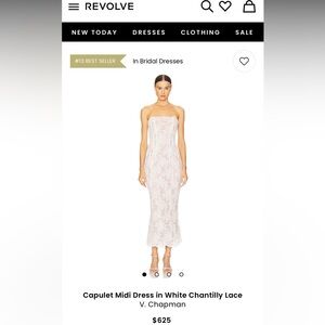 V. Chapman Strapless White Lace Dress